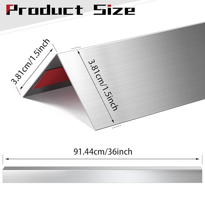 Therwen 10 Pcs 304 Stainless Steel Wall Corner Guards 1.5 x 1.5 x 36 Inch Self Adhesive Heavy Duty Corner Protector Trim with 90 Degree Angle for Wall Protection Metal Edge Guard