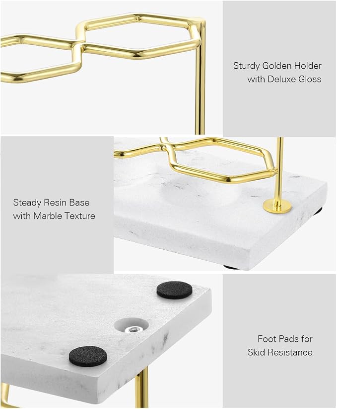 Emibele Electric Toothbrush Holder, 3 Slots 2-Layer Gold Toothbrush Holder | - Image 3