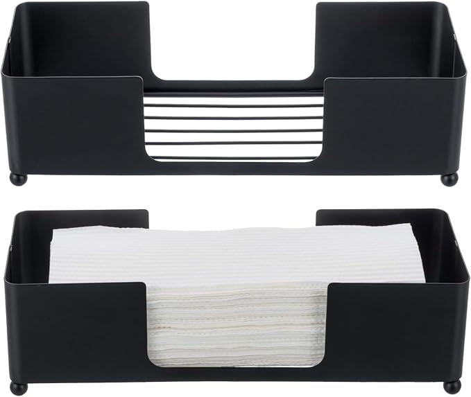 MyGift Black Metal Folded Paper Towel Holder Dispenser - Image 6