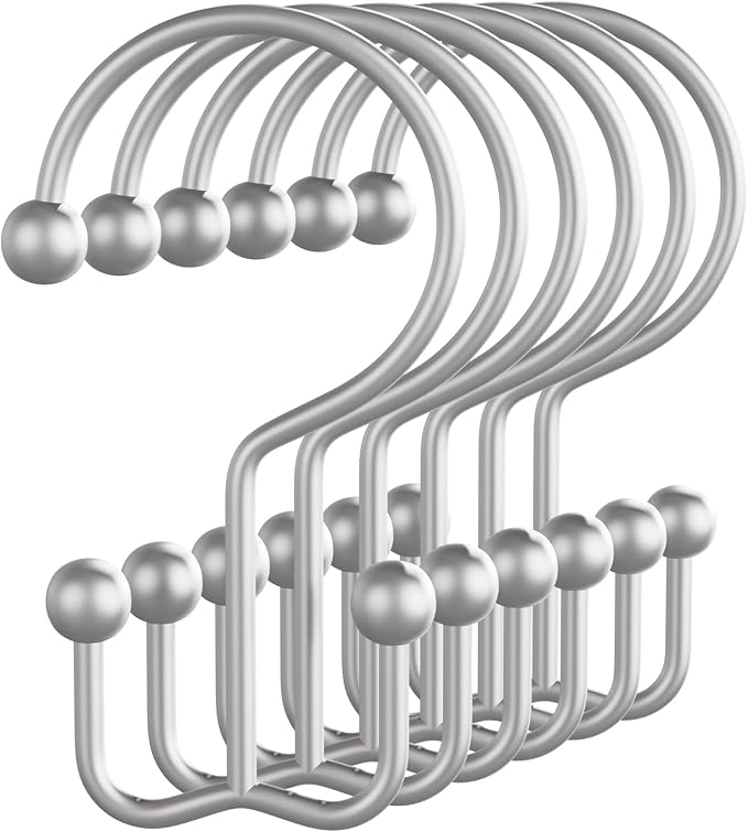 Bathway Shower Curtain Hooks Silver Shower Curtain Rings, Metal Shower Hooks by Bathway