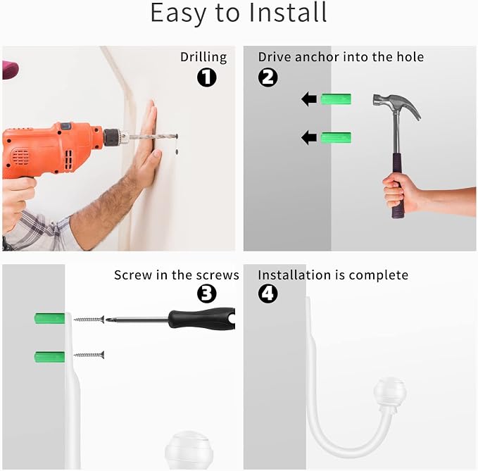Hion Curtain Holdbacks White 6pcs, Curtain Tiebacks Wall Mounted Hooks | - Image 7