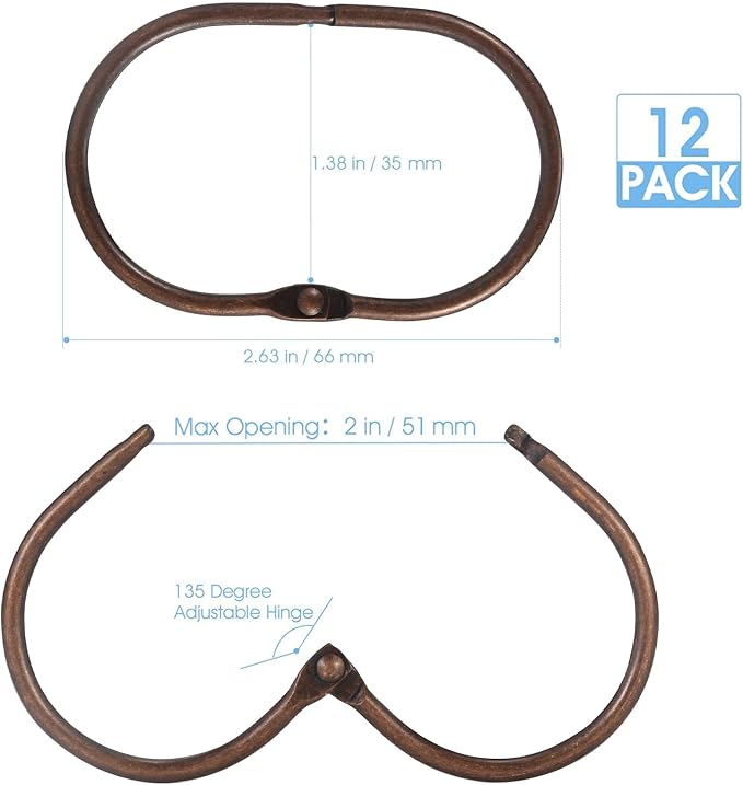 Shower Curtain Rings, Oval Snap Shower Rings - Image 5