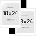 Homeforia 18 x 24 Poster Frame White, High End Oak 18x24 White Wood Picture Frame with Mat 16x20 Photo, 18 x 24 Wooden Frame Matted to 16 x 20, 24x18 Hanging Frames, Tempered Glass, Wall Kit, Set of 2