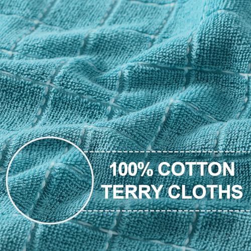 Homaxy 100% Cotton Terry Kitchen Towels, 8 Pack, Lake Blue - Image 2