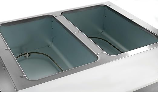 Kratos Commercial Mobile Electric Steam Table/Hot Food Table with Overshelf and Sneeze Guard, 2 Wells, Stainless Steel, NSF, 120V (28W-201)