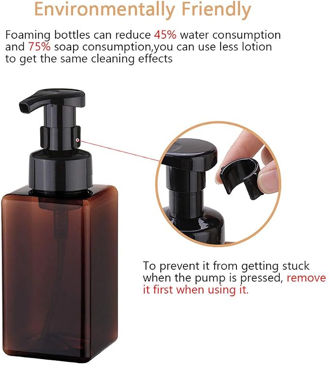 UUJOLY Foaming Soap Dispenser, 450ml Refillable Pump Bottle Plastic - Image 4