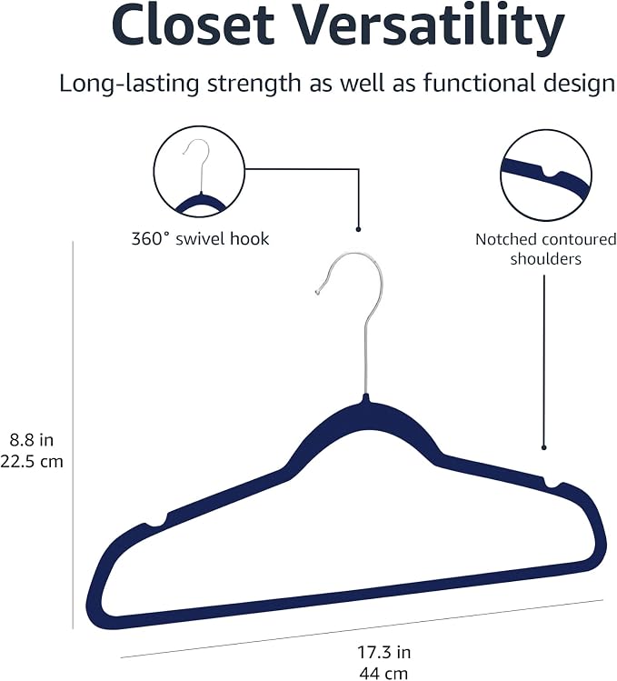 Amazon Basics Slim Velvet Non-Slip Space Saving Suit Clothes Hangers - Image 5