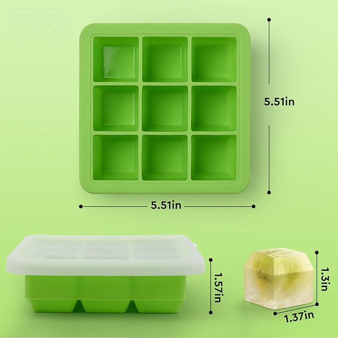 Silicone Ice Cube Trays with Lid,9x1.3 inch,BPA Free,Small Ice Cube Trays for Freezer | Mini Ice Cube Trays-Nugget Ice Tray with lid for Mini Fridge with Freezer for Coffee,Cocktail,Baby Food