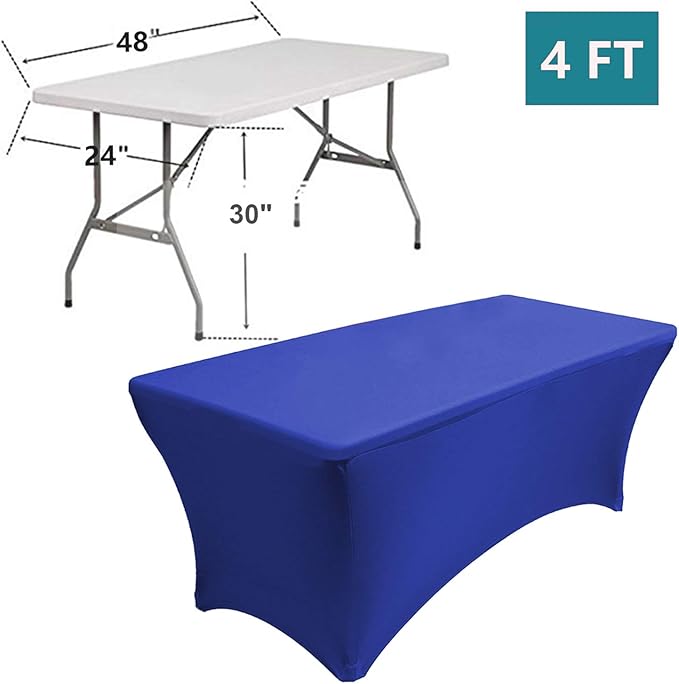 RELIANCER 2 Pack Stretch Spandex Table Covers for Rectangular Tables,4FT Elastic Fitted Tablecloth,Universal Rectangular Table Cloth Protector for Outdoor Party,Wedding,Bar,Birthday,Banquet,Events