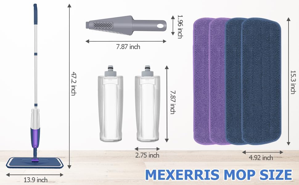 Spray Wet Mops for Floors Cleaning: Hardwood Floor Mop Refillable 2 Bottles - Image 5