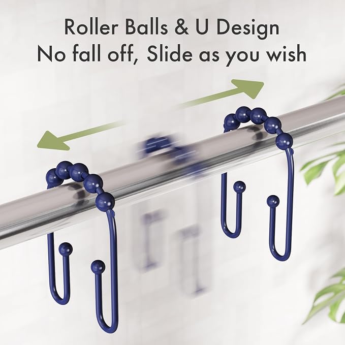 AmazerBath Shower Curtain Hooks, Sturdy Shower Curtain Rings, Metal Shower - Image 5