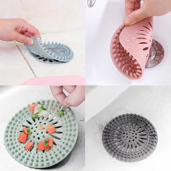 Shower Drain Hair Catcher, Bathroom Sink Drain Strainers, Durable Silicone Hair - Image 4
