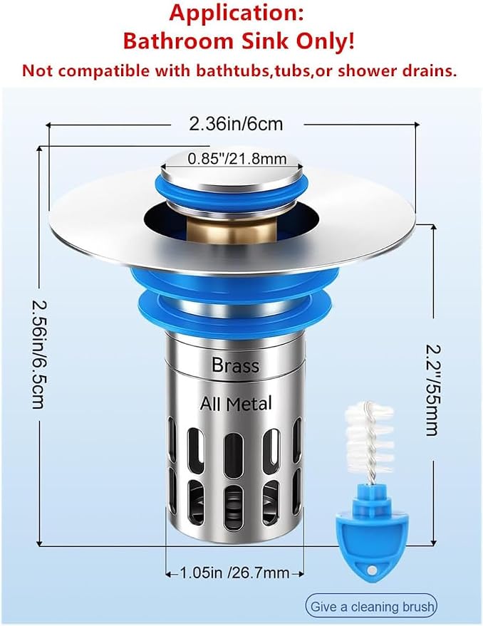 Bathroom Sink Stopper, Pop Up Drain Strainer - Image 2