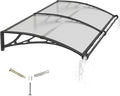 Awning for Door Entrance with Drainage Sink,40x60 Inch Awnings for Doors,Window Canopy Exterior with Plastic Steel Bracket,Polycarbonate Cover,UV,Rain,Snow Protection for House,Porch,Patio,Deck