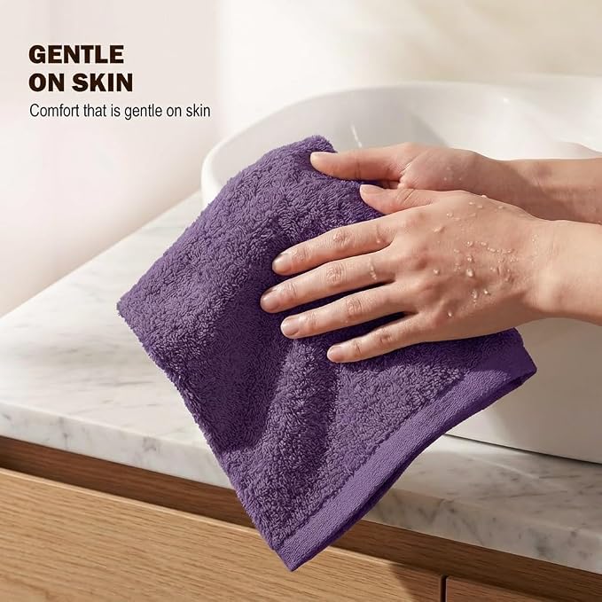 Utopia Towels 24 Pack Washcloths, 12x12 in, 100% Cotton, Plum | Premium 100% - Image 2
