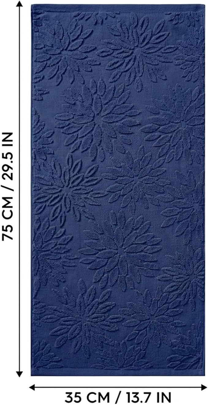 Artoid Mode 1 Pc Navy Blue 3D Dahlia Floral Jacquard Hand Towels - Image 7