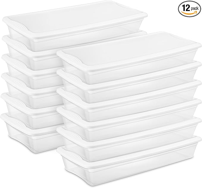 Sterilite 12-Pack 41 Quart Storage Box, Stackable Clear Plastic Bins by Sterilite
