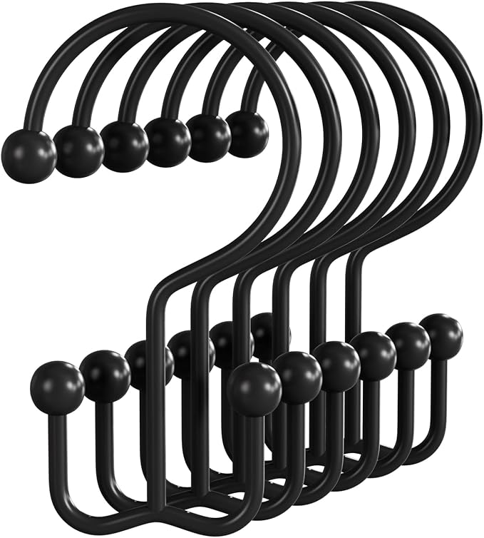 Bathway Shower Curtain Hooks Matte Black Shower Curtain Rings, Metal Shower by Bathway