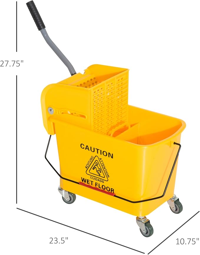 HOMCOM Compact Mop Bucket with Wringer on Wheels - Image 7