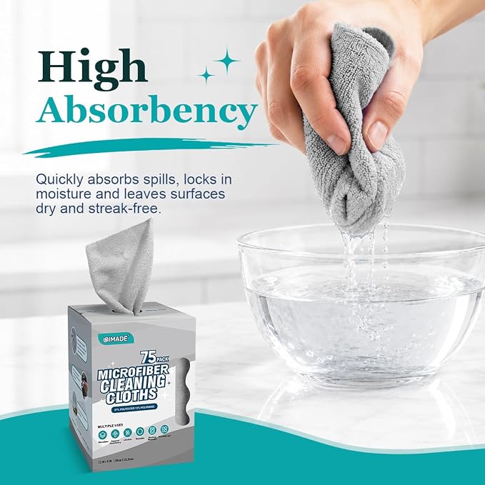 UNIMADE Microfiber Cleaning Cloth, 75 Sheets Microfiber Towels - Image 3