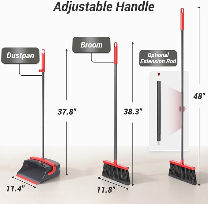 Broom with Dustpan Set for Pet Hair & Dust Cleanup - Image 2
