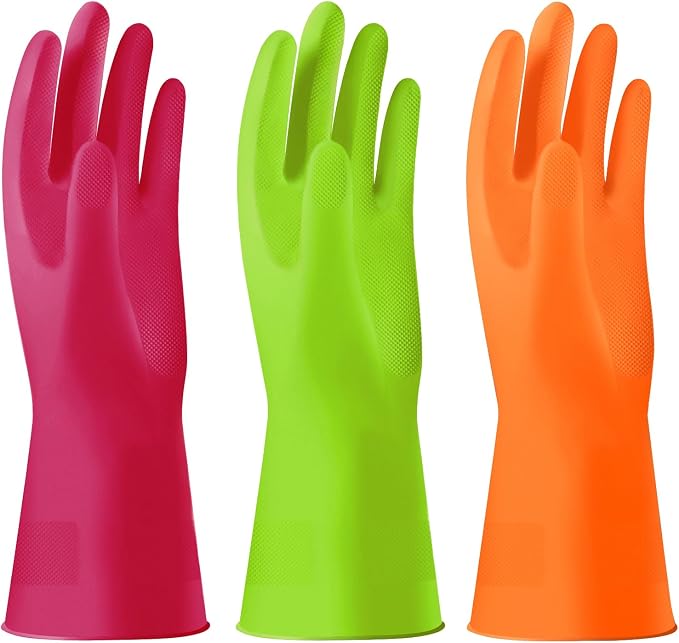 Alimat PluS Rubber Dishwashing Gloves Latex Free, Without Liner, Large | 3 Pairs by AlimatPlus