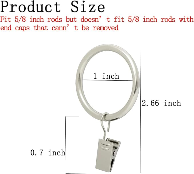 44 Pack Curtain Rings with Clips, Window Clip Rings Curtain Hooks Hangers Clip - Image 2