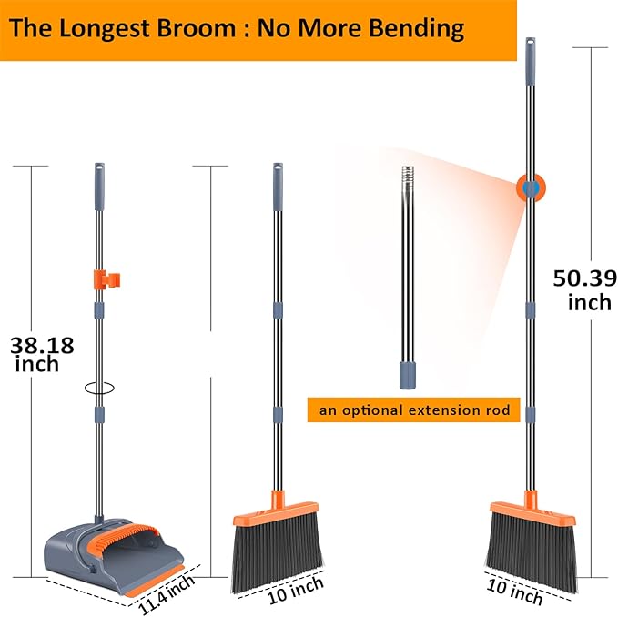 Upgrade Broom and Dustpan Set, Self-Cleaning - Image 2