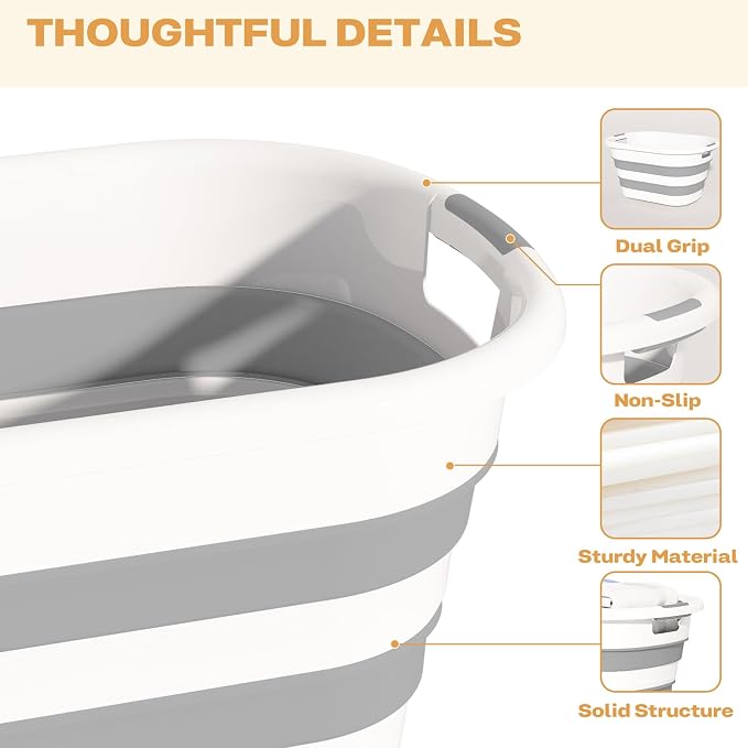 43L Collapsible Laundry Baskets Plastic - Image 6