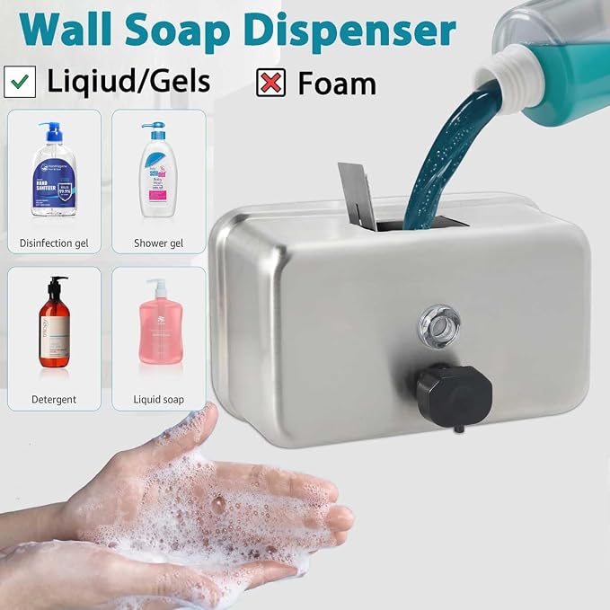 Commercial Soap Dispenser Wall Mount – Antirust Stainless Steel Liquid | 38.8oz - Image 6