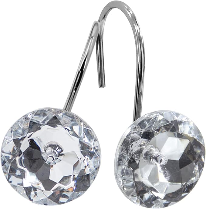 White Diamond Crystal Bling Shower Curtain Hooks Rings by MitoVilla
