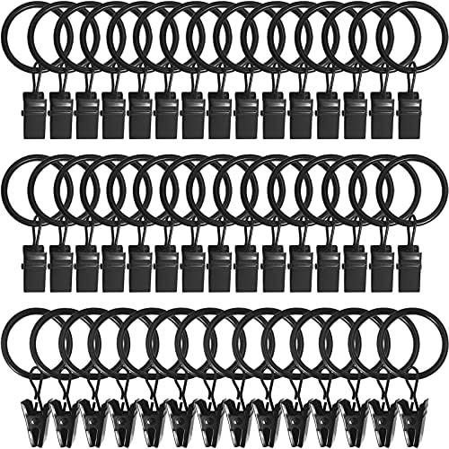 LLPJS 44 Pack Curtain Rings Hooks, Hanger Clips by LLPJSCurtainRingsClipHooks