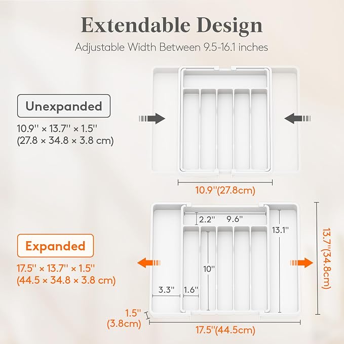 Lifewit Expandable Silverware Drawer Organizer, Kitchen Utensil Tray | BPA-free - Image 2