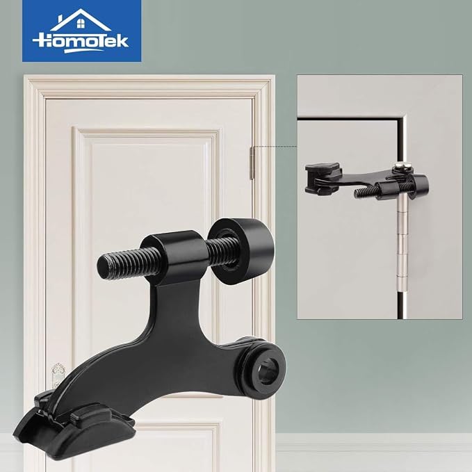 HOMOTEK 3 Pack Hinge Pin Black Door Stopper, Adjustable Deluxe Heavy Duty Door - Image 5