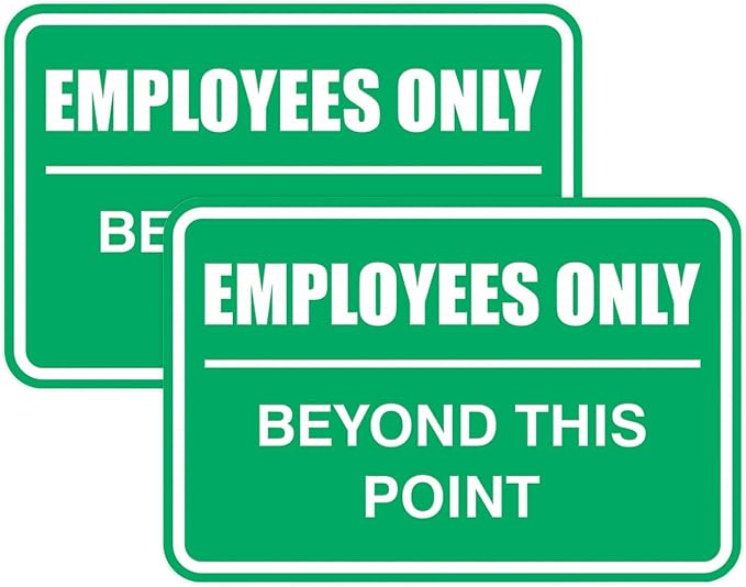 All Quality Classic Framed Employees Only Beyond This Point Wall or Door Sign | Easy to Install Business Signage - Small (Green) 2 Pack