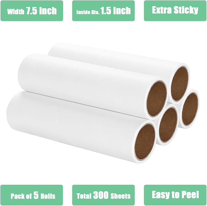 7.5 inch Lint Roller Refills Only, Pet Hair Remover Refills - Image 3