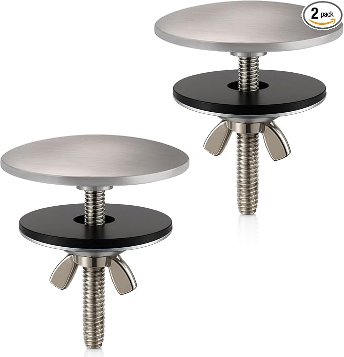2 Pcs Solid Brass Kitchen Sink Hole Cover, 2 Inch Faucet Hole Cover, Brushed Nickel Finish Tap Hole Plate Stopper Cover, Countertop Hole Cover for Kitchen and Bathroom Sinks (Brushed Nickel)