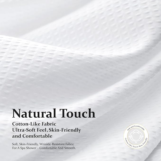 Dynamene Extra Long Waffle Shower Curtain 256 GSM Fabric 72x90 White - Image 7