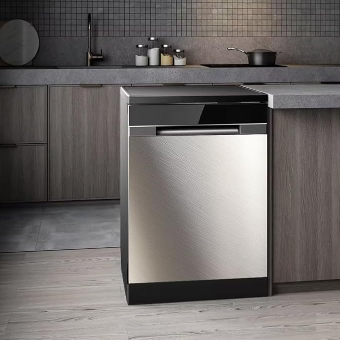 Brushed White Stainless Steel Dishwasher Magnet Cover, Magnetic Dishwasher Cover Front Door Panel Decal Kitchen Decor, Home Appliance Sticker Dishwasher Covers, 23"x 17"
