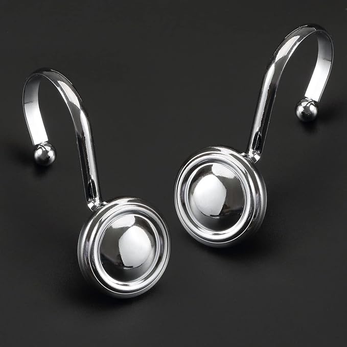 CHICTIE Chrome Shower Curtain Hooks Rings, Decorative Silver Shower Hook - Image 3