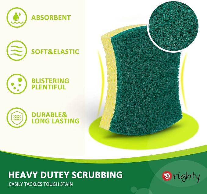 ORIGHTY Heavy Duty Scrub Sponges Kitchen Sponge, 24 Pack Cleaning Sponges | - Image 4