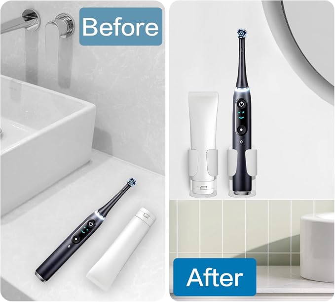 Electric Toothbrush Holder Wall Mount, 304 Stainless Steel Self-Adhesive - Image 6