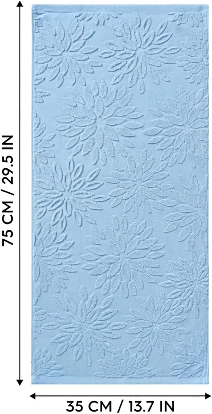 Artoid Mode 2 Pcs Light Blue 3D Dahlia Floral Jacquard Hand Towels - Image 7