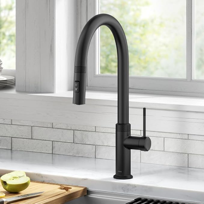 KRAUS Oletto Modern Industrial Pull-Down Single Handle Kitchen Faucet in Matte - Image 2