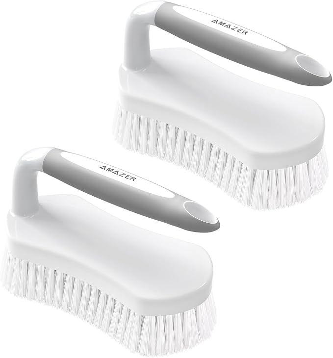 Scrub Brush for Cleaning Comfort Grip Shower Scrubber Flexible Stiff Bristles by Amazer