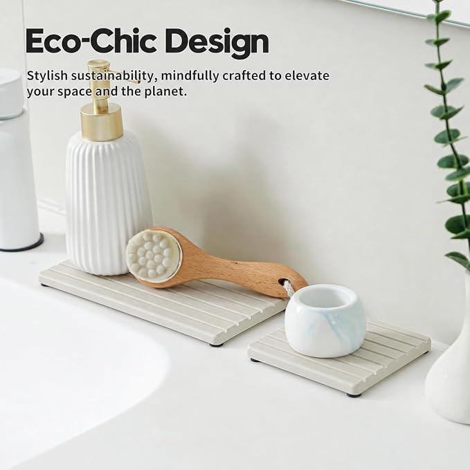 Diatomaceous Earth Sink Organizer Tray Set, Faucet Splash Guard - Image 4
