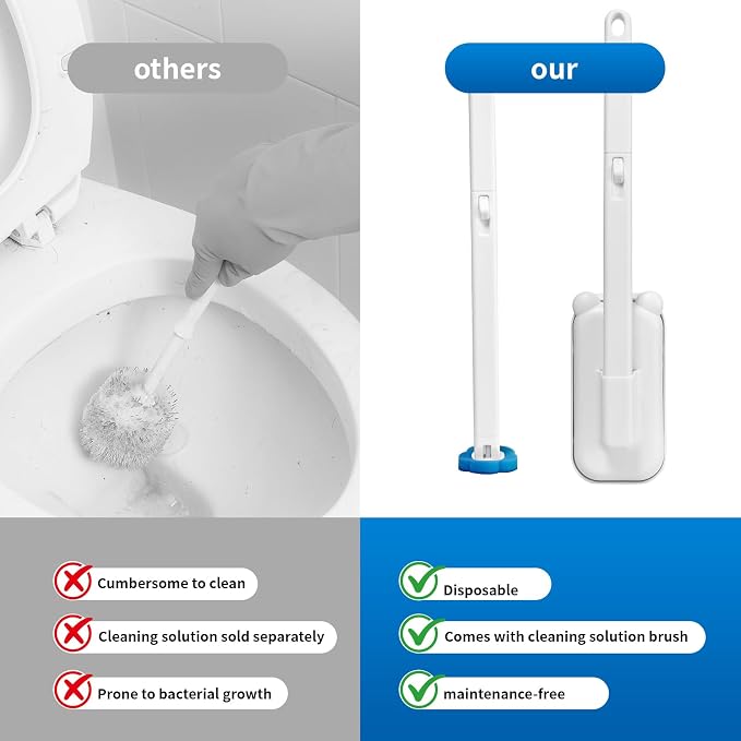 Disposable Toilet Brush with 48 Refills, Toilet Cleaning Supplies, Toilet Wand - Image 9