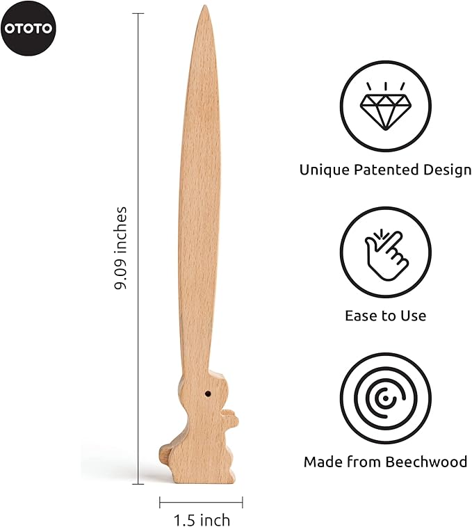 OTOTO Bernie Bunny Toaster Tongs - Rabbit, Salad Servers - Multipurpose Mini Tongs for Appetizers, Wood Utensils & Cute Kitchen Gadgets, Easter, White Elephant Gifts, Toast, Cute Kitchen Accessories