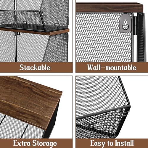 2 Tier Fruit Basket for Kitchen Counter, Stackable Onion and Potato Storage - Image 4