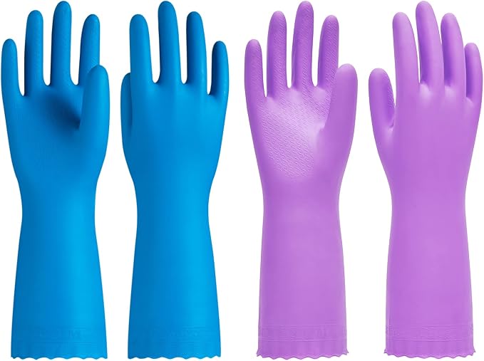 PACIFIC PPE 2 Pairs Cleaning Gloves, Cotton Liner, Small | Waterproof by PACIFICPPE